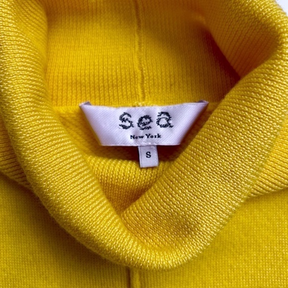 Sea New York Nora Turtleneck Mock Neck Sweater Yellow Wool Size Small - Picture 12 of 13
